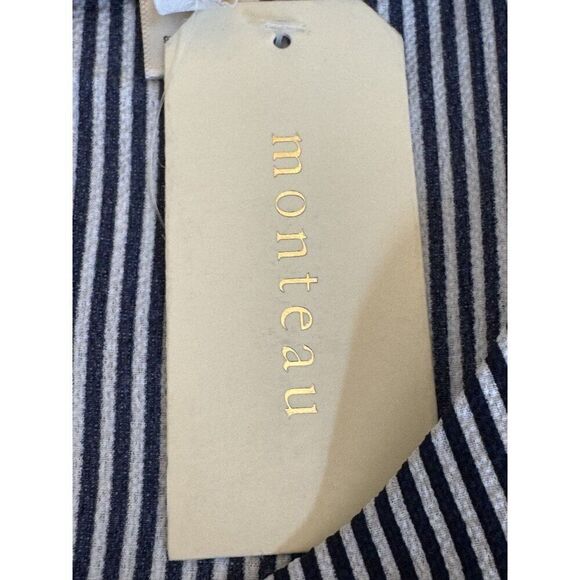Monteau Navy & White Striped Peplum Top - XL, Short Sleeve NWT Preppy, Spring - Picture 12 of 15